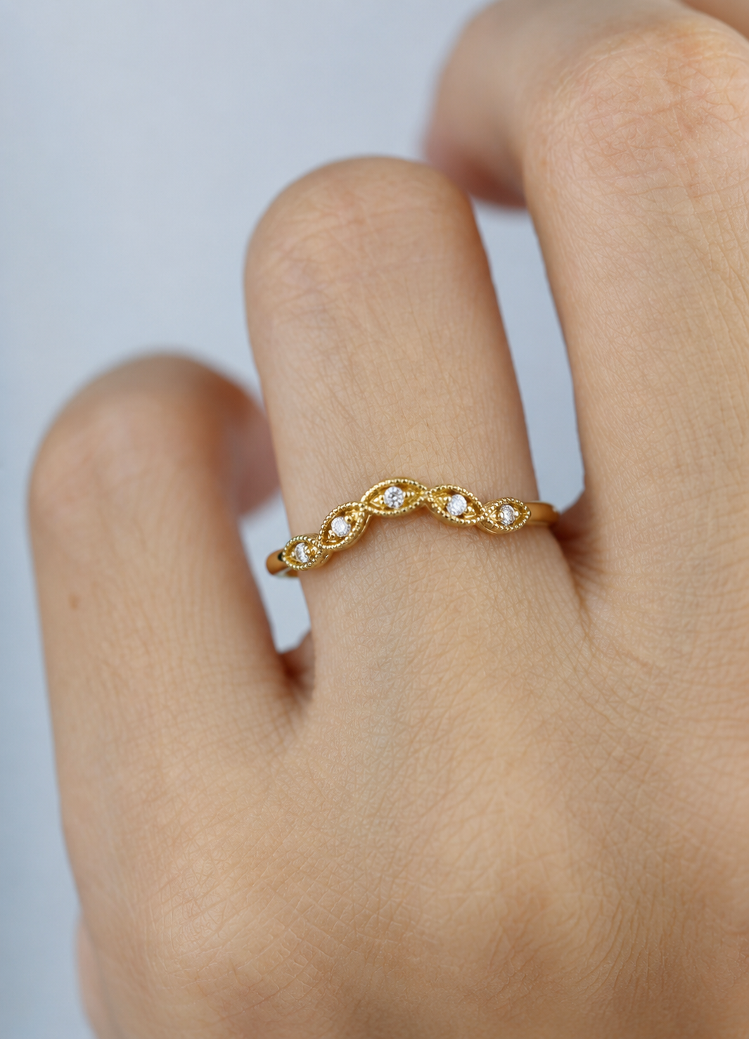 Dainty Vintage V-Shape Princess Crown Diamond Ring Elegant Gift for Her In 14K Solid Gold - HIGHCARAT DIAMONDS