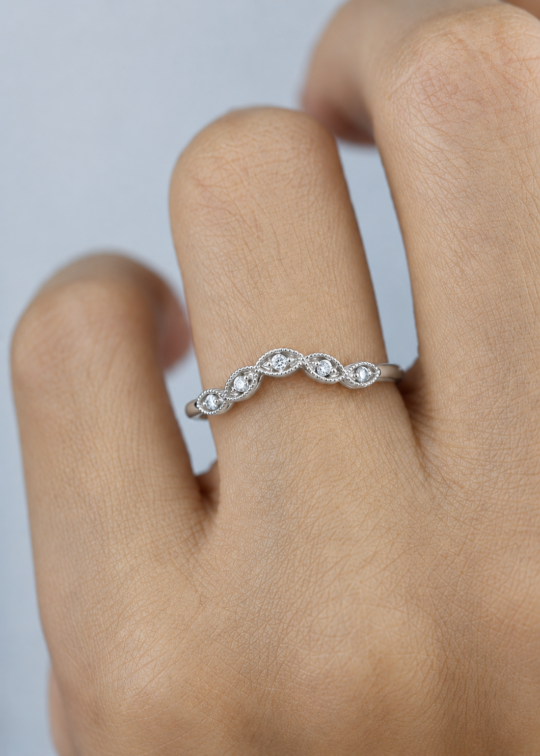 Dainty Vintage V-Shape Princess Crown Diamond Ring Elegant Gift for Her In 14K Solid Gold - HIGHCARAT DIAMONDS