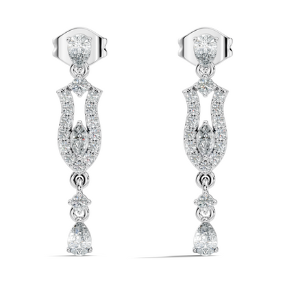 Elegant 14K Gold Women's Unique Marquise and Pear Diamond Earrings In 14K Gold - HIGHCARAT DIAMONDS