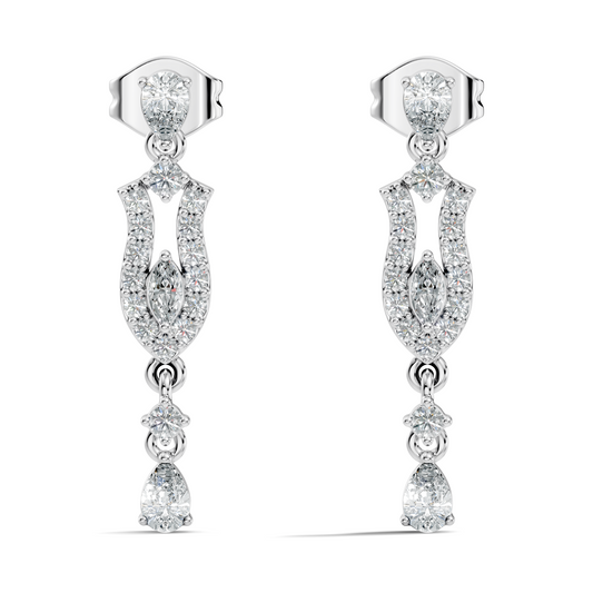 Elegant 14K Gold Women's Unique Marquise and Pear Diamond Earrings In 14K Gold - HIGHCARAT DIAMONDS