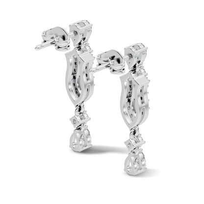 Elegant 14K Gold Women's Unique Marquise and Pear Diamond Earrings In 14K Gold - HIGHCARAT DIAMONDS