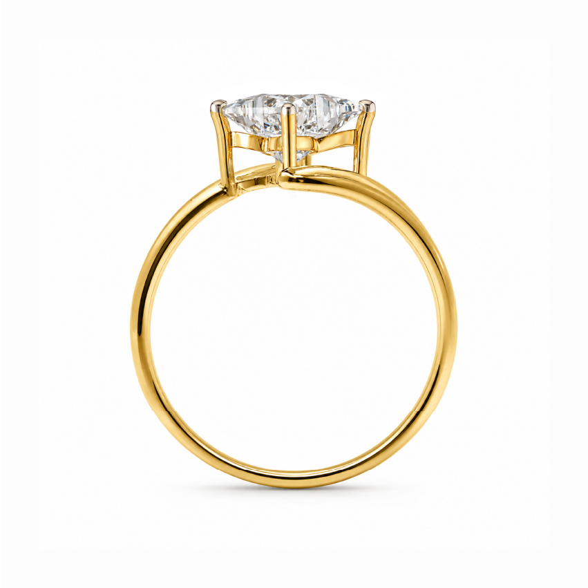 David Star Cut Lab Grown Diamond Solitaire Yellow Solid Gold Ring - HIGHCARAT DIAMONDS