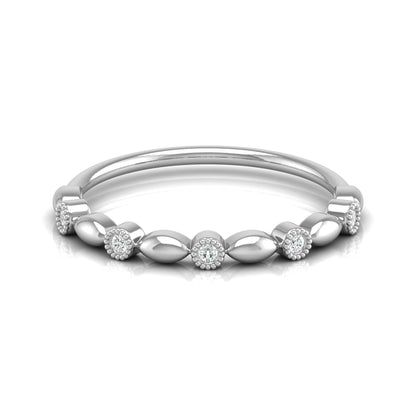Delicate Beaded Diamond Band 14K Solid Gold Stackable Ring with Round Diamonds - HIGHCARAT DIAMONDS
