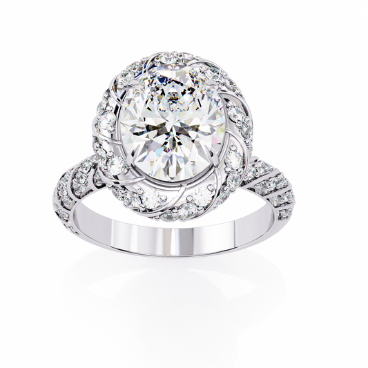 Delicate Oval Lab Diamond Halo Women’s Ring - HIGHCARAT DIAMONDS