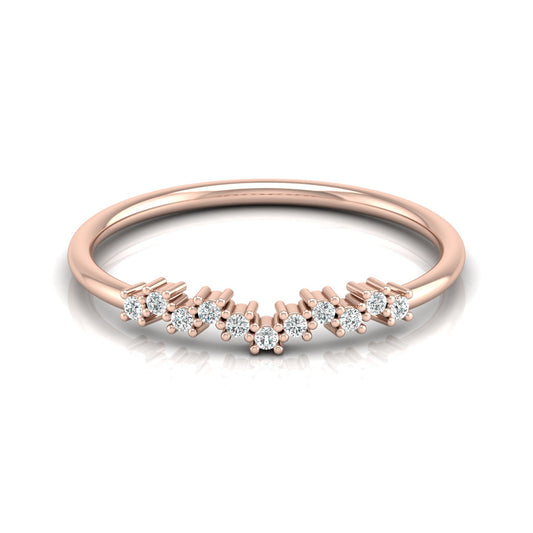 Delicate Round Diamond Band Ring for Women in 14K Solid Gold Lab Grown or Natural Diamonds - HIGHCARAT DIAMONDS