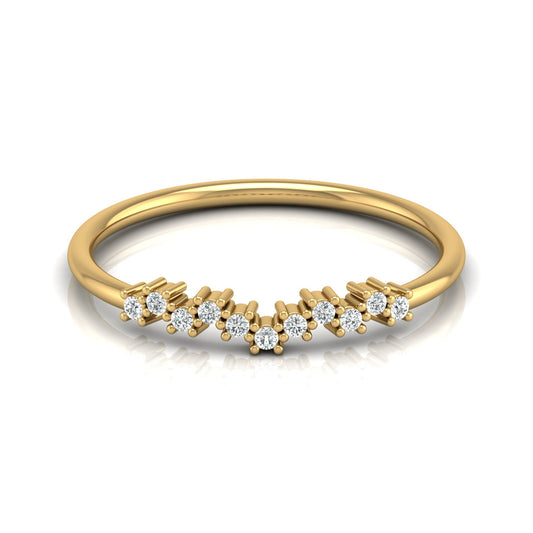 Delicate Round Diamond Band Ring for Women in 14K Solid Gold Lab Grown or Natural Diamonds - HIGHCARAT DIAMONDS