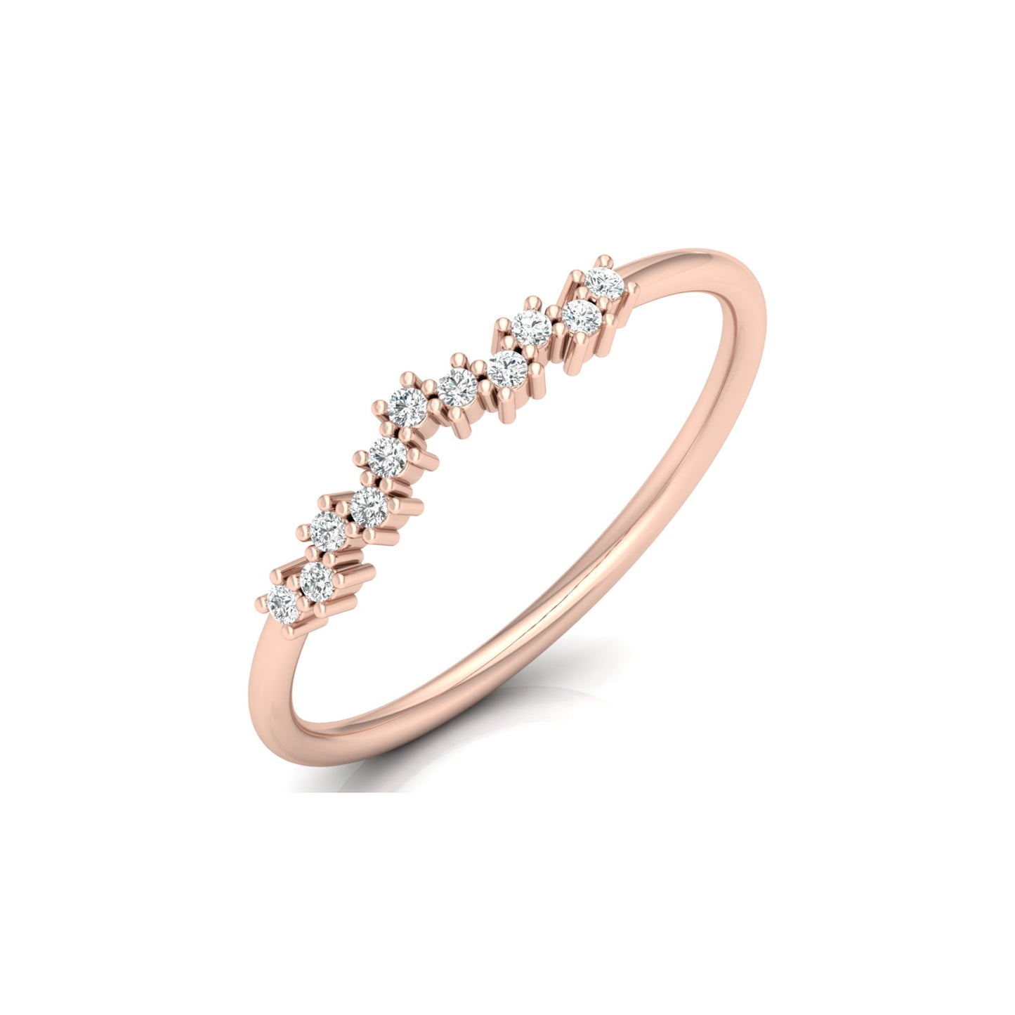 Delicate Round Diamond Band Ring for Women in 14K Solid Gold Lab Grown or Natural Diamonds - HIGHCARAT DIAMONDS