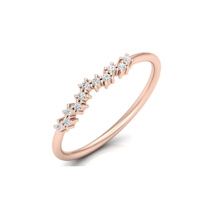 Delicate Round Diamond Band Ring for Women in 14K Solid Gold Lab Grown or Natural Diamonds - HIGHCARAT DIAMONDS