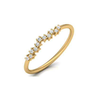 Delicate Round Diamond Band Ring for Women in 14K Solid Gold Lab Grown or Natural Diamonds - HIGHCARAT DIAMONDS