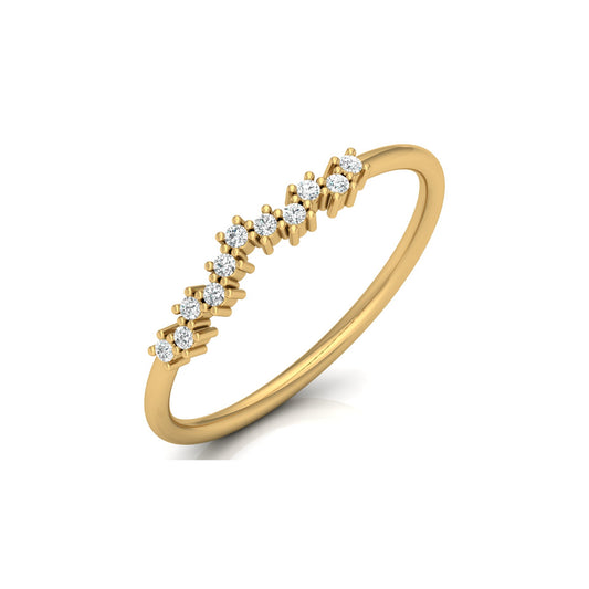 Delicate Round Diamond Band Ring for Women in 14K Solid Gold Lab Grown or Natural Diamonds - HIGHCARAT DIAMONDS