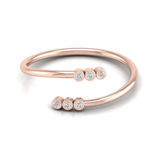 Delicate Round Diamond Bezel Set Open Cuff Ring for Her - HIGHCARAT DIAMONDS