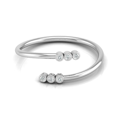 Delicate Round Diamond Bezel Set Open Cuff Ring for Her