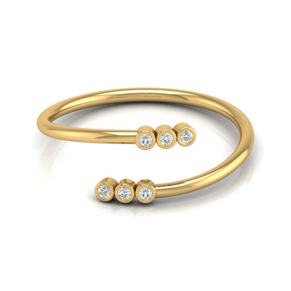 Delicate Round Diamond Bezel Set Open Cuff Ring for Her