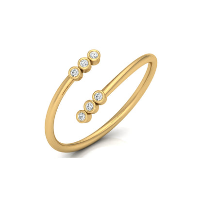 Delicate Round Diamond Bezel Set Open Cuff Ring for Her