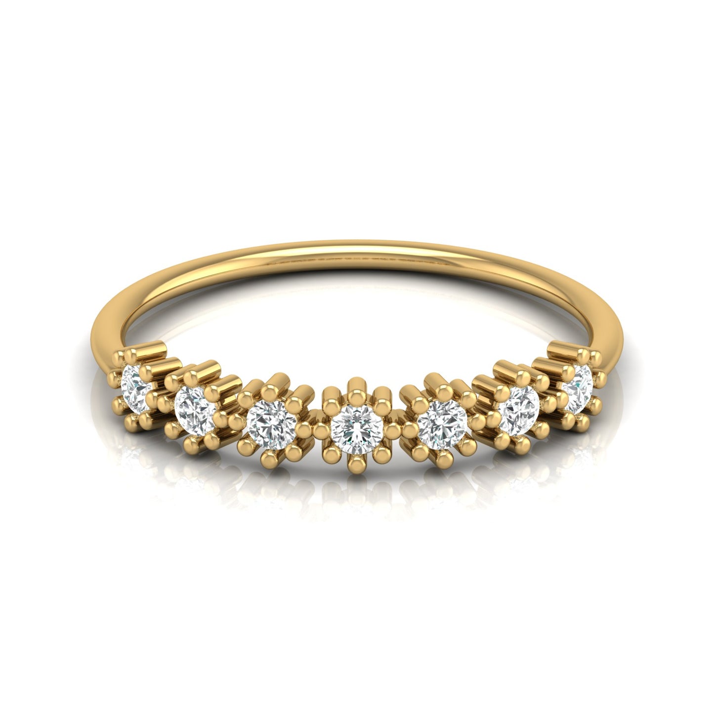 Delicate Round Lab Grown Diamond Wedding Band 14K Solid Gold Natural Half Eternity Band - HIGHCARAT DIAMONDS