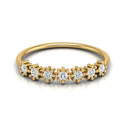 Delicate Round Lab Grown Diamond Wedding Band 14K Solid Gold Natural Half Eternity Band - HIGHCARAT DIAMONDS
