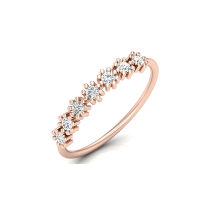 Delicate Round Lab Grown Diamond Wedding Band 14K Solid Gold Natural Half Eternity Band - HIGHCARAT DIAMONDS