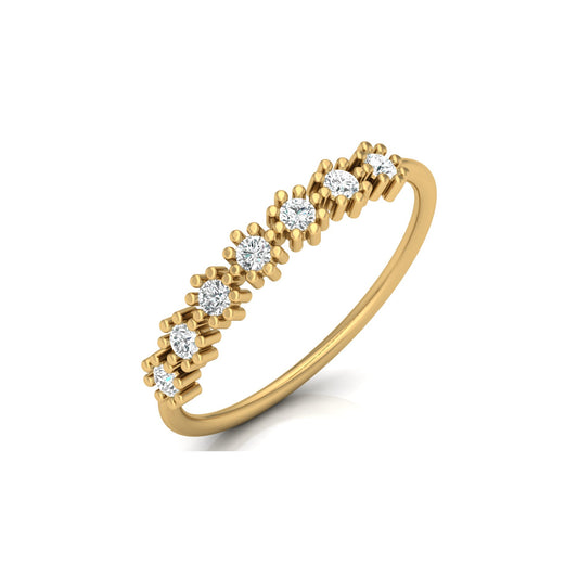 Delicate Round Lab Grown Diamond Wedding Band 14K Solid Gold Natural Half Eternity Band - HIGHCARAT DIAMONDS