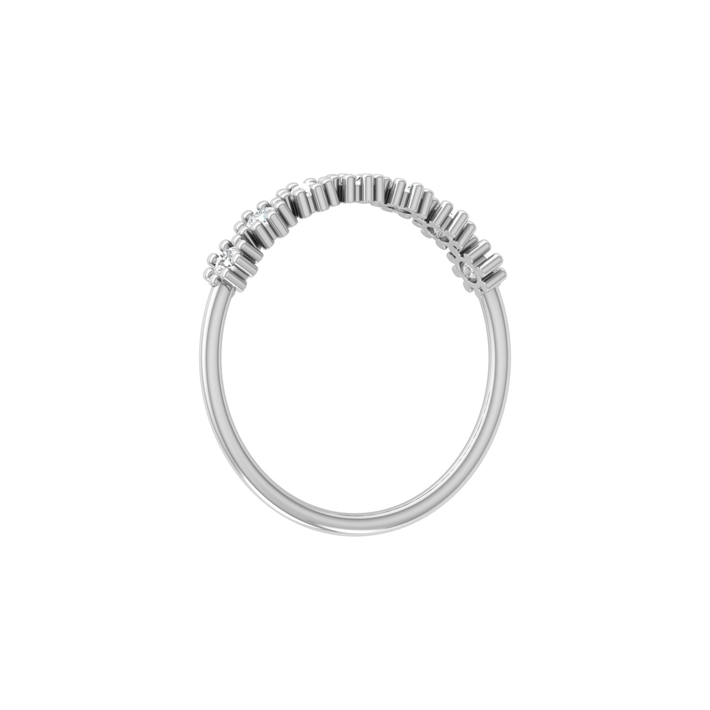 Delicate Round Lab Grown Diamond Wedding Band 14K Solid Gold Natural Half Eternity Band - HIGHCARAT DIAMONDS