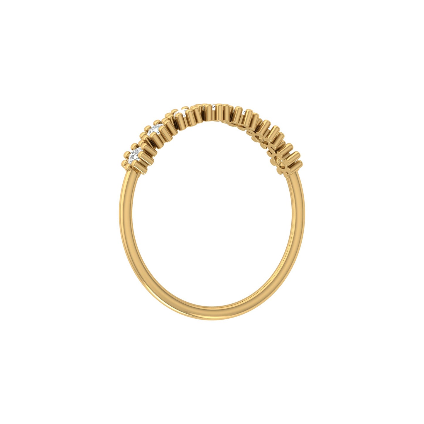 Delicate Round Lab Grown Diamond Wedding Band 14K Solid Gold Natural Half Eternity Band - HIGHCARAT DIAMONDS
