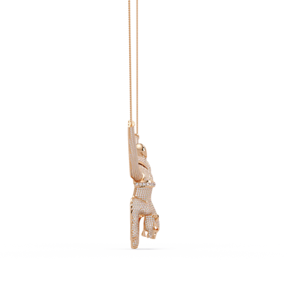Diamond Panther Claw Pendant Necklace in Rose Gold - HIGHCARAT DIAMONDS