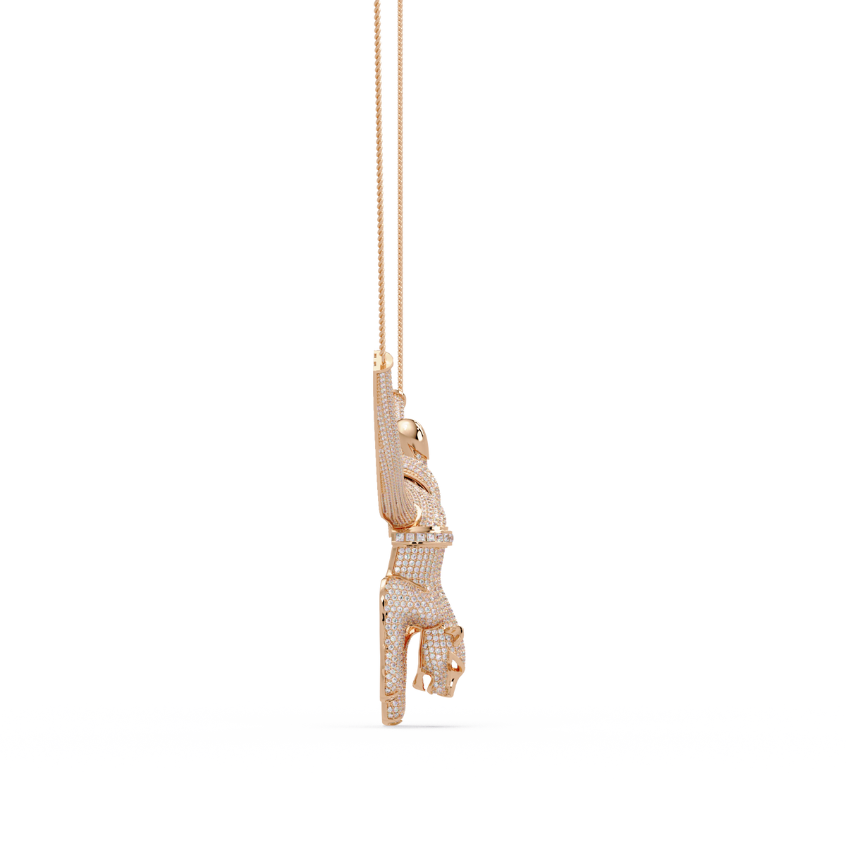 Diamond Panther Claw Pendant Necklace in Rose Gold - HIGHCARAT DIAMONDS