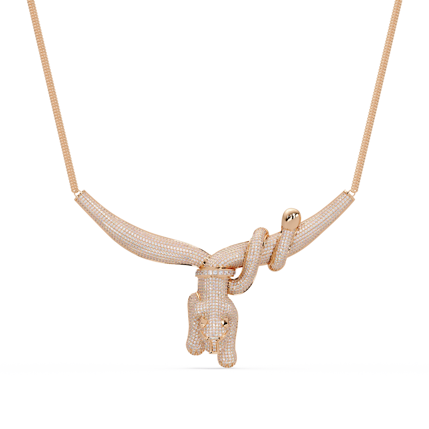 Diamond Panther Claw Pendant Necklace in Rose Gold - HIGHCARAT DIAMONDS