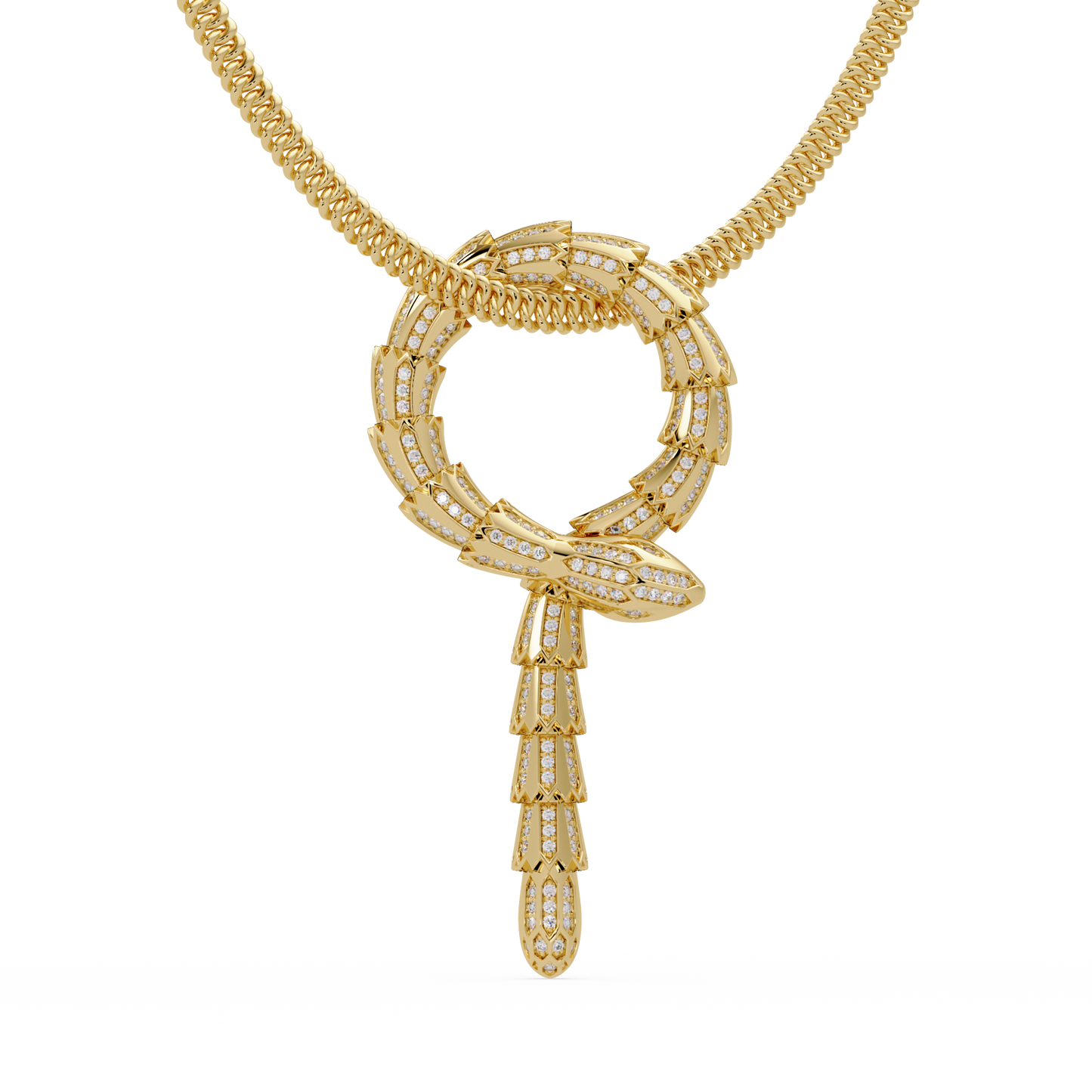 Diamond Thorn Circle Pendant Necklace in Yellow Gold - HIGHCARAT DIAMONDS