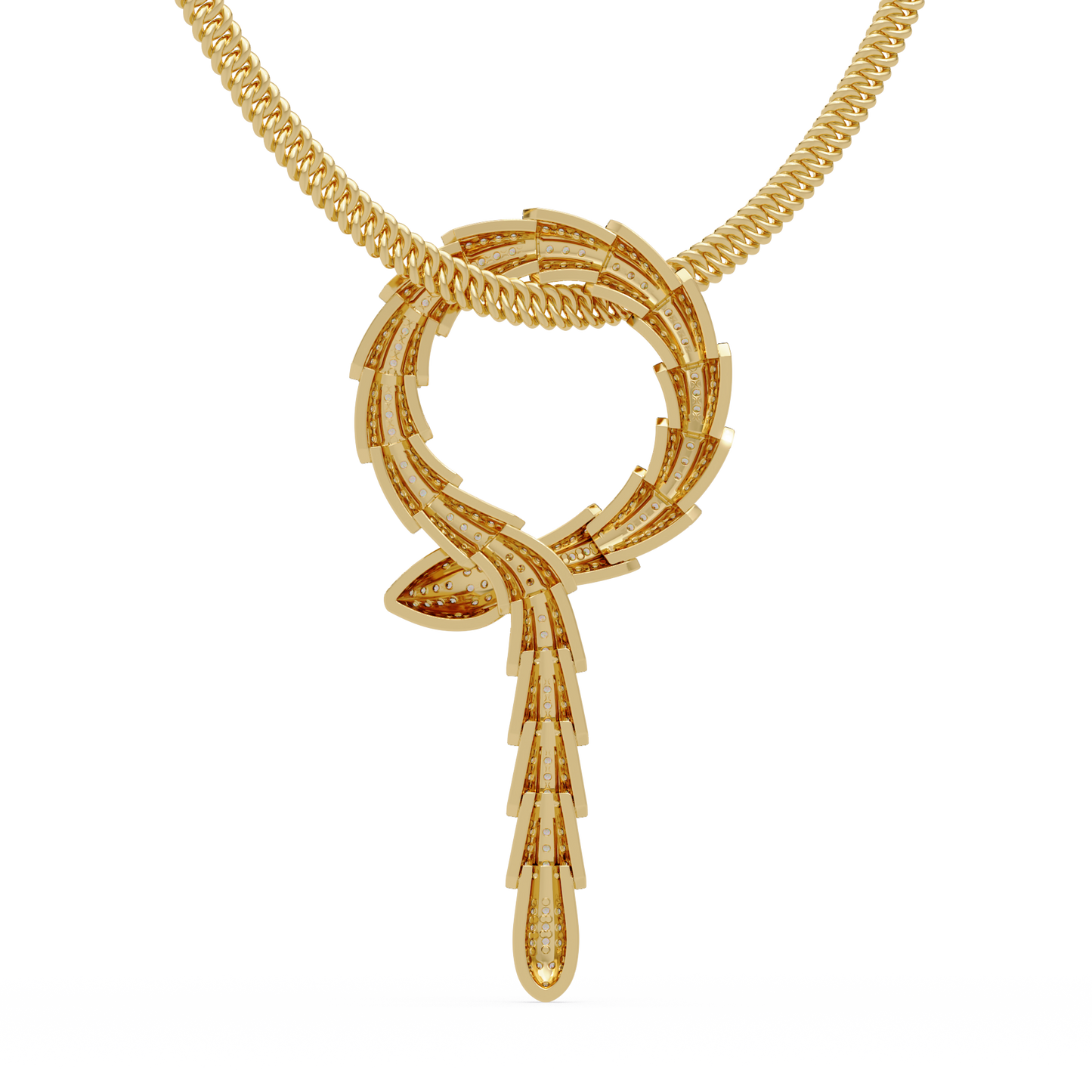 Diamond Thorn Circle Pendant Necklace in Yellow Gold - HIGHCARAT DIAMONDS