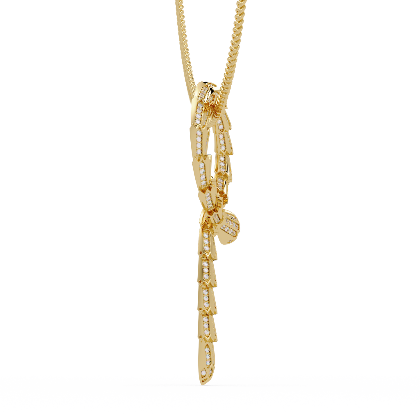 Diamond Thorn Circle Pendant Necklace in Yellow Gold - HIGHCARAT DIAMONDS
