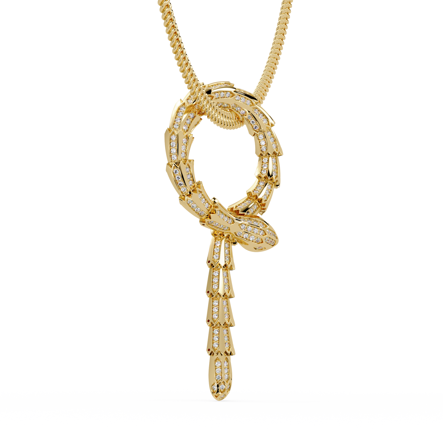 Diamond Thorn Circle Pendant Necklace in Yellow Gold - HIGHCARAT DIAMONDS