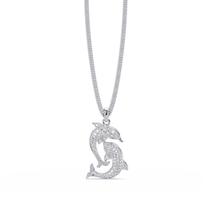 Double Dolphin Lab grown Diamond Pendant Chain - HIGHCARAT DIAMONDS