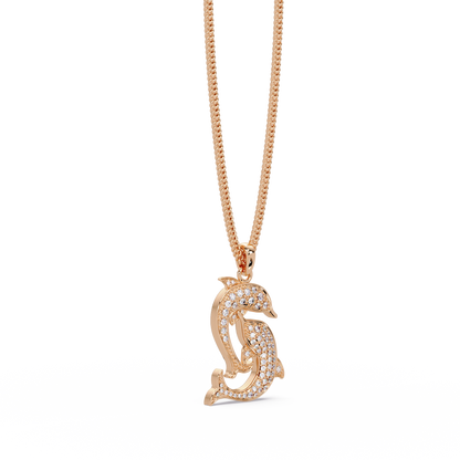 Double Dolphin Lab grown Diamond Pendant Chain - HIGHCARAT DIAMONDS