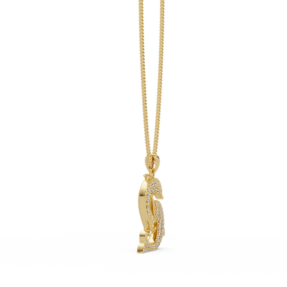 Double Dolphin Lab grown Diamond Pendant Chain - HIGHCARAT DIAMONDS