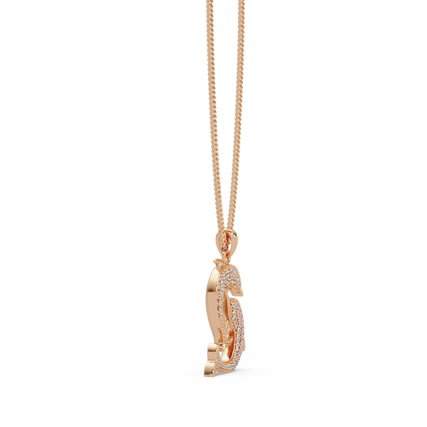 Double Dolphin Lab grown Diamond Pendant Chain - HIGHCARAT DIAMONDS