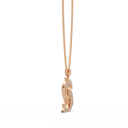 Double Dolphin Lab grown Diamond Pendant Chain - HIGHCARAT DIAMONDS