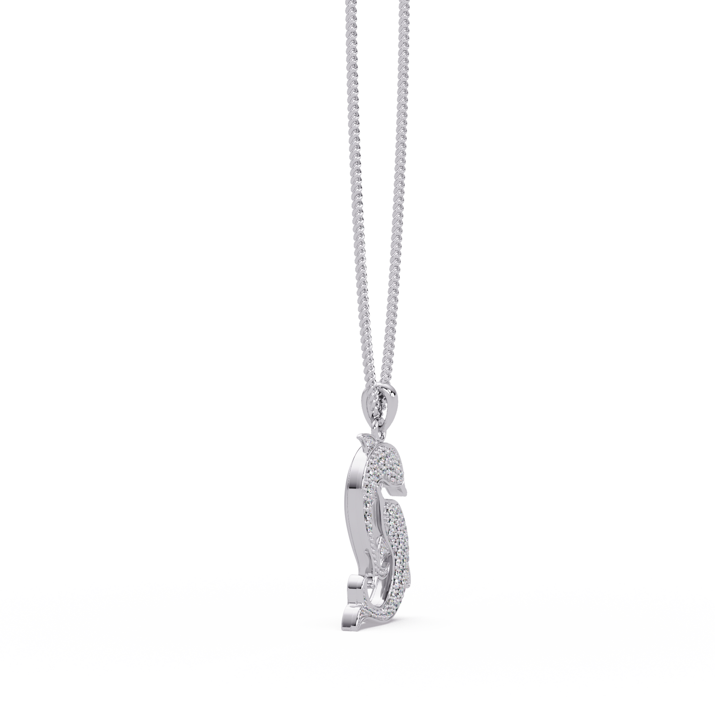 Double Dolphin Lab grown Diamond Pendant Chain - HIGHCARAT DIAMONDS