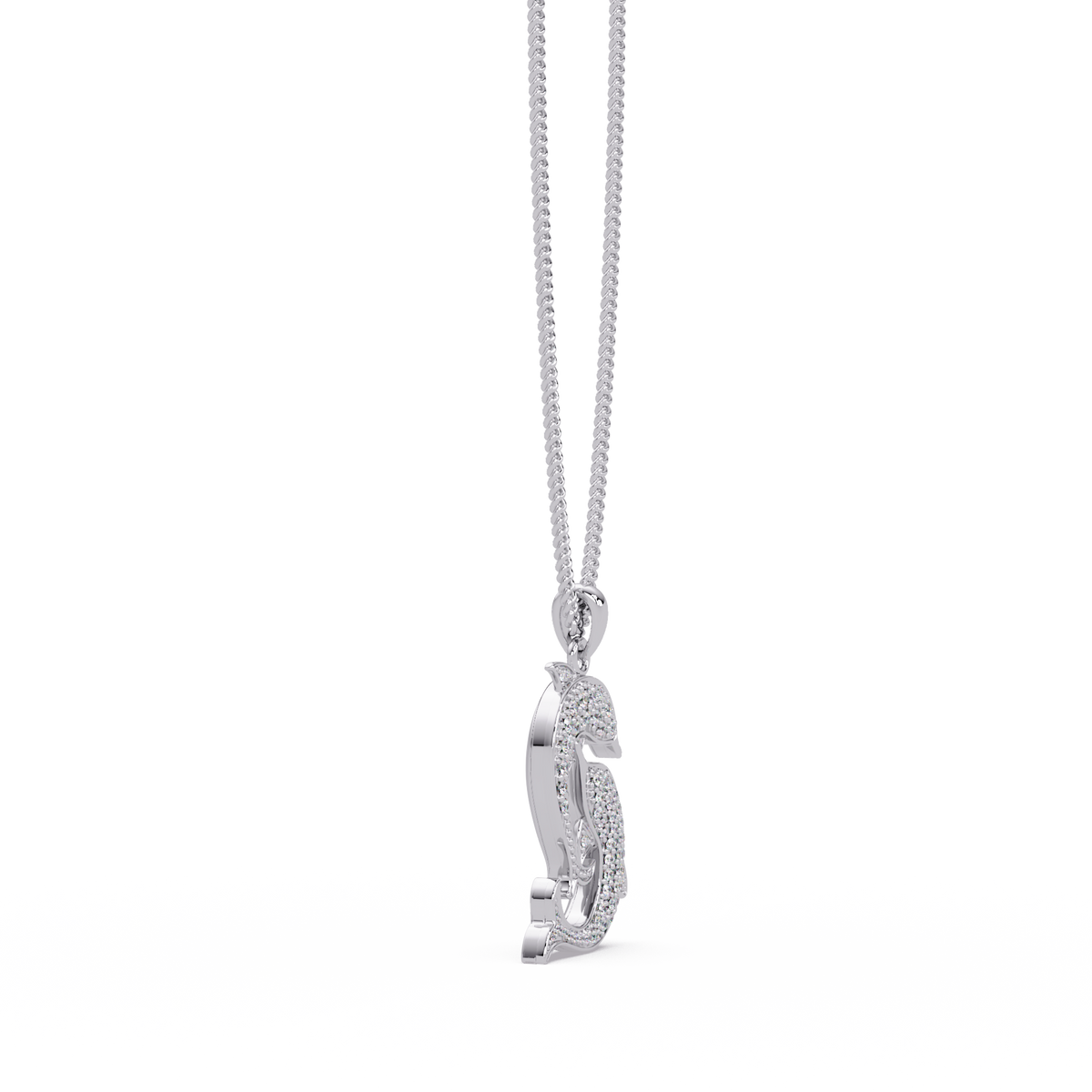 Double Dolphin Lab grown Diamond Pendant Chain - HIGHCARAT DIAMONDS