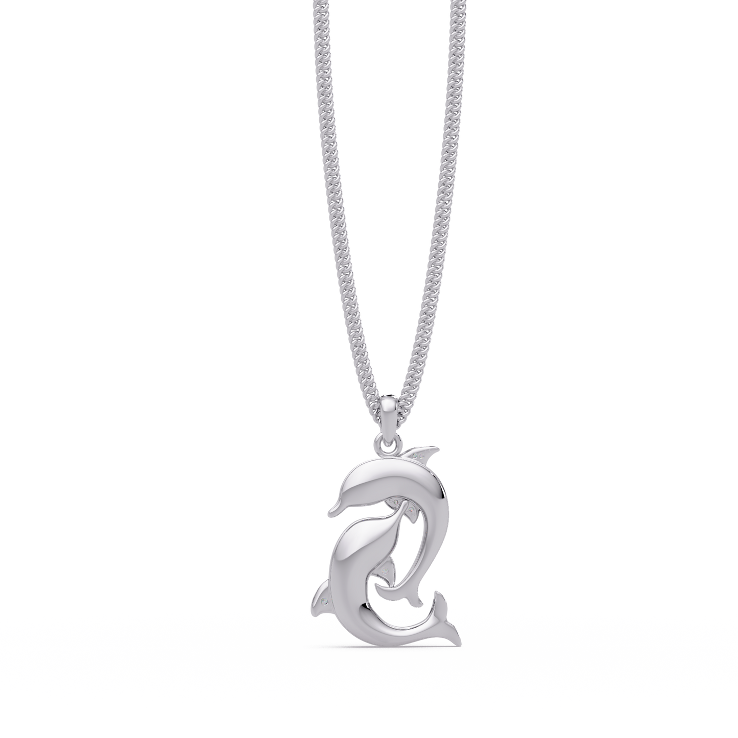 Double Dolphin Lab grown Diamond Pendant Chain - HIGHCARAT DIAMONDS