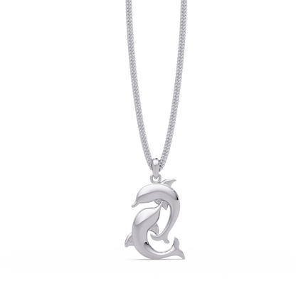 Double Dolphin Lab grown Diamond Pendant Chain - HIGHCARAT DIAMONDS