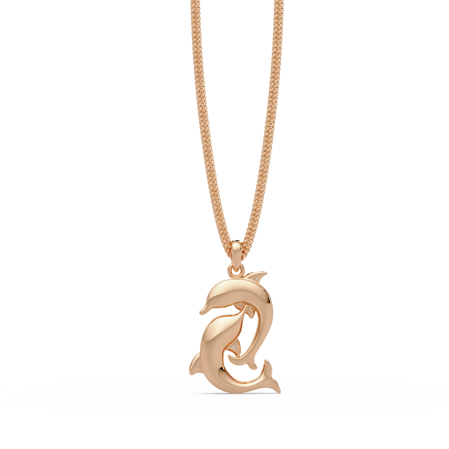 Double Dolphin Lab grown Diamond Pendant Chain - HIGHCARAT DIAMONDS