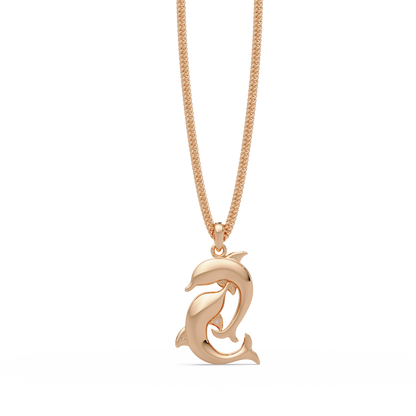 Double Dolphin Lab grown Diamond Pendant Chain - HIGHCARAT DIAMONDS