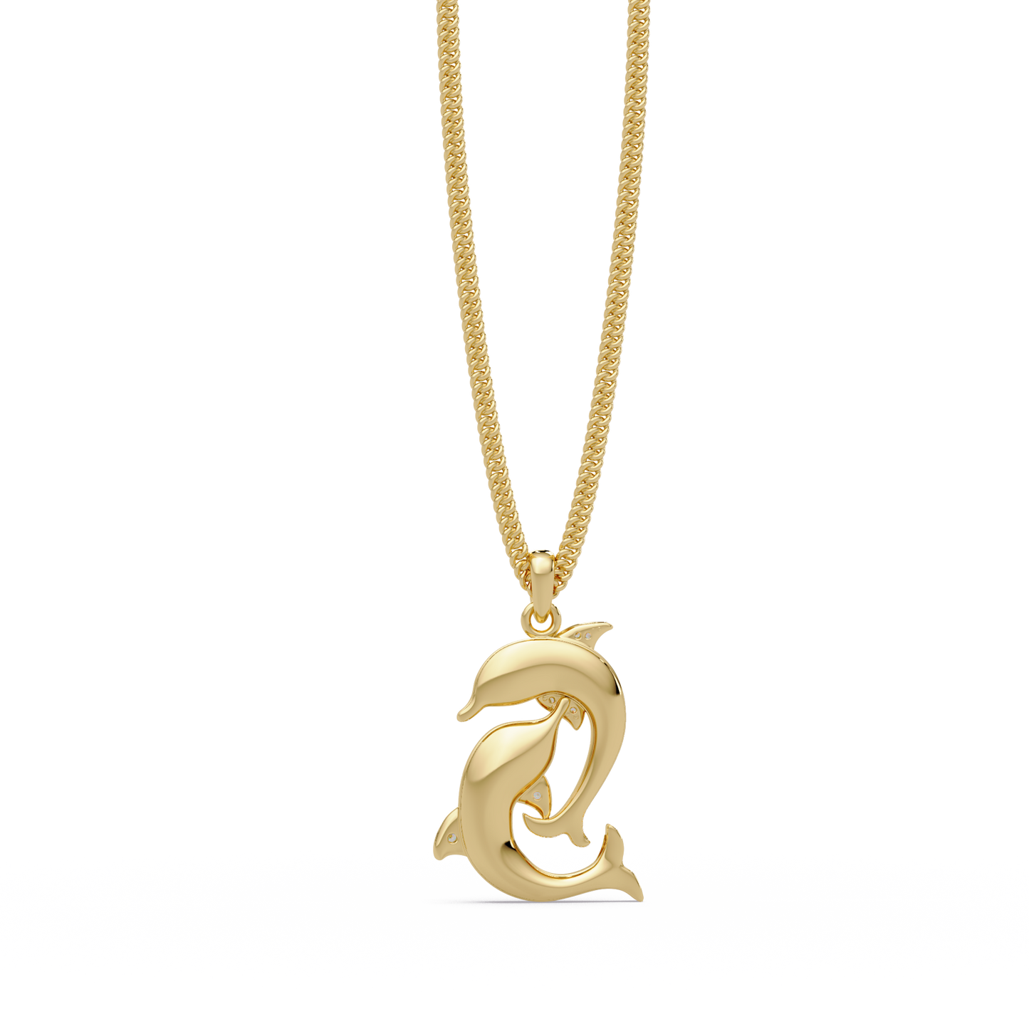 Double Dolphin Lab grown Diamond Pendant Chain - HIGHCARAT DIAMONDS