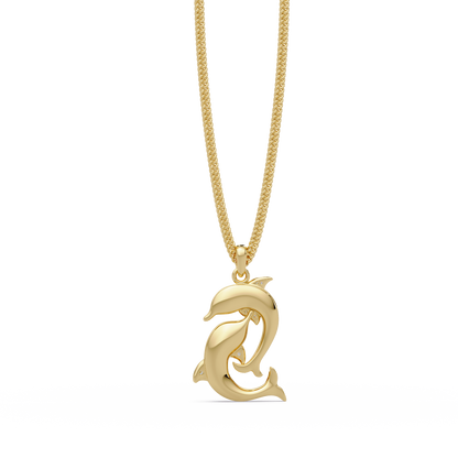 Double Dolphin Lab grown Diamond Pendant Chain - HIGHCARAT DIAMONDS