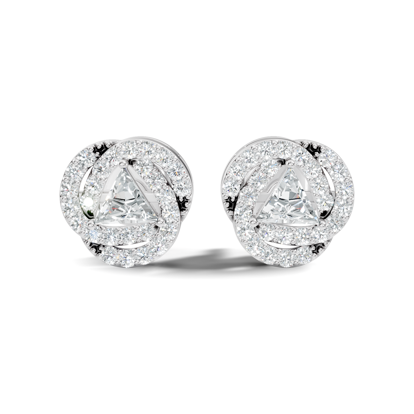 Triangle & Round Shape 18k Solid Rose Gold Dazzling Sparkle Unique Style Earrings For Surprise Gift - HIGHCARAT DIAMONDS