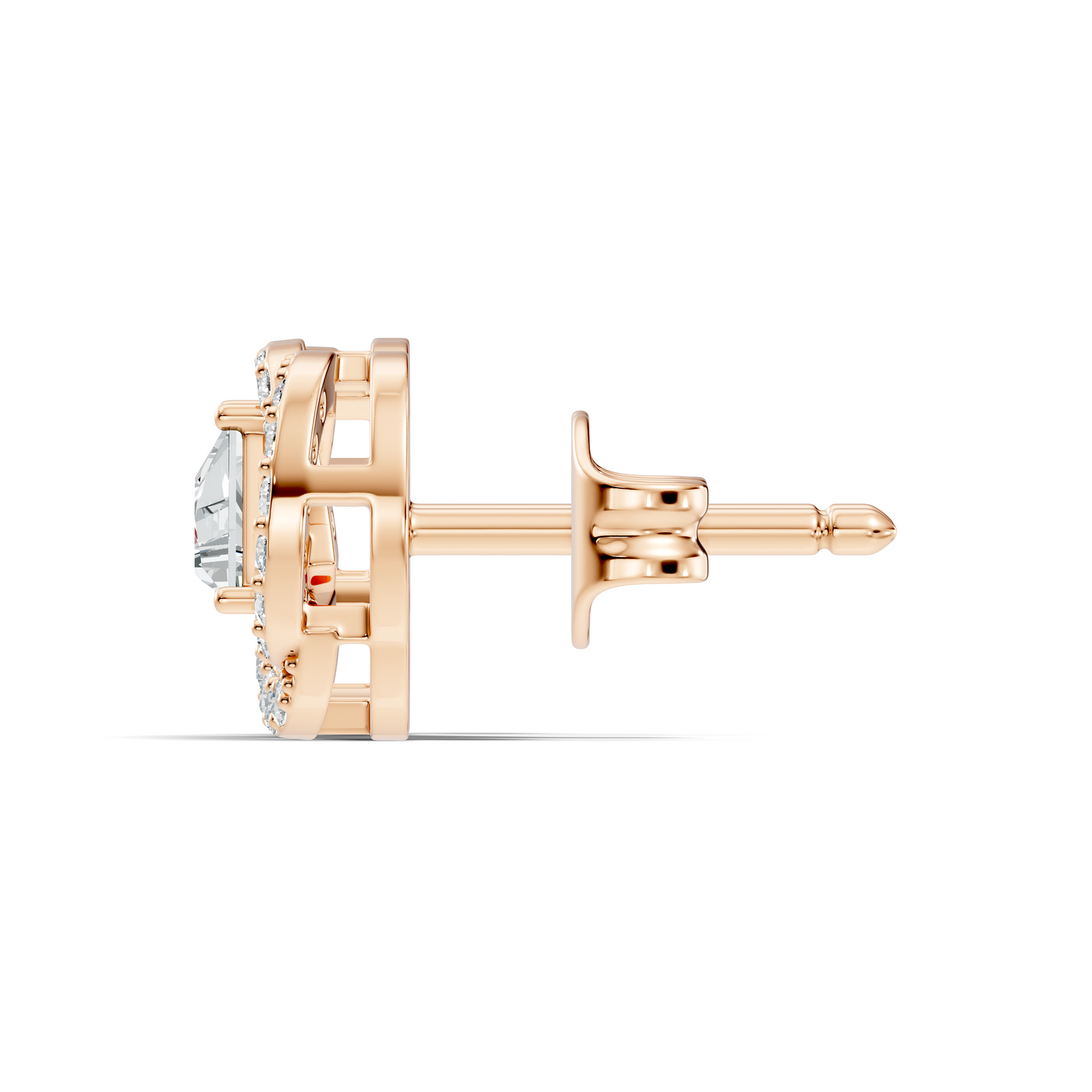 Triangle & Round Shape 18k Solid Rose Gold Dazzling Sparkle Unique Style Earrings For Surprise Gift - HIGHCARAT DIAMONDS