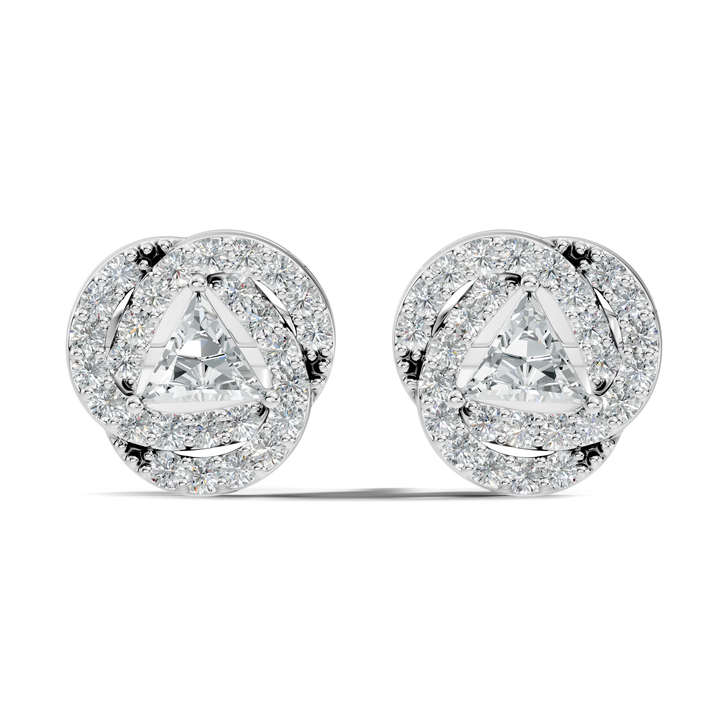 Triangle & Round Shape 18k Solid Rose Gold Dazzling Sparkle Unique Style Earrings For Surprise Gift - HIGHCARAT DIAMONDS