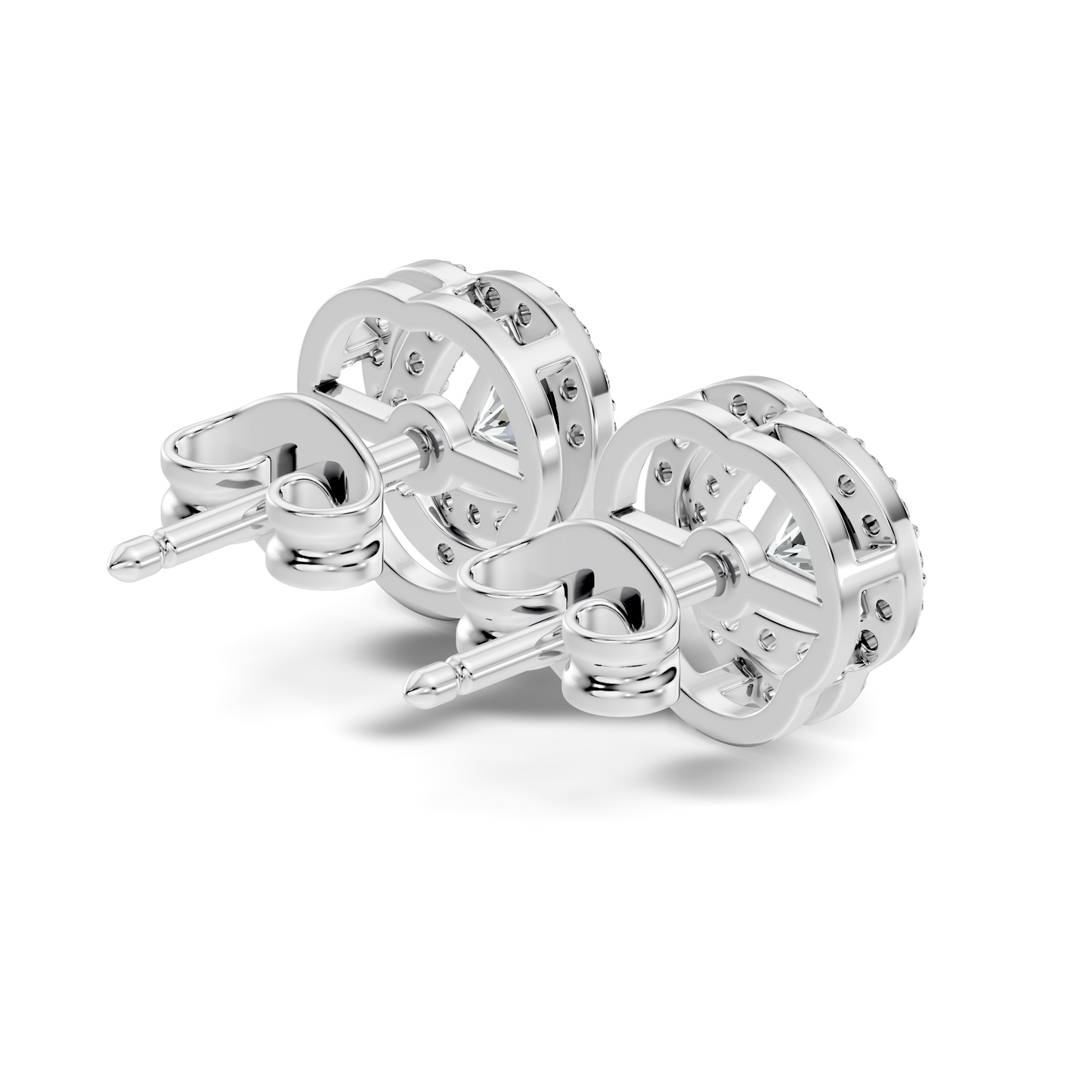 Triangle & Round Shape 18k Solid Rose Gold Dazzling Sparkle Unique Style Earrings For Surprise Gift - HIGHCARAT DIAMONDS