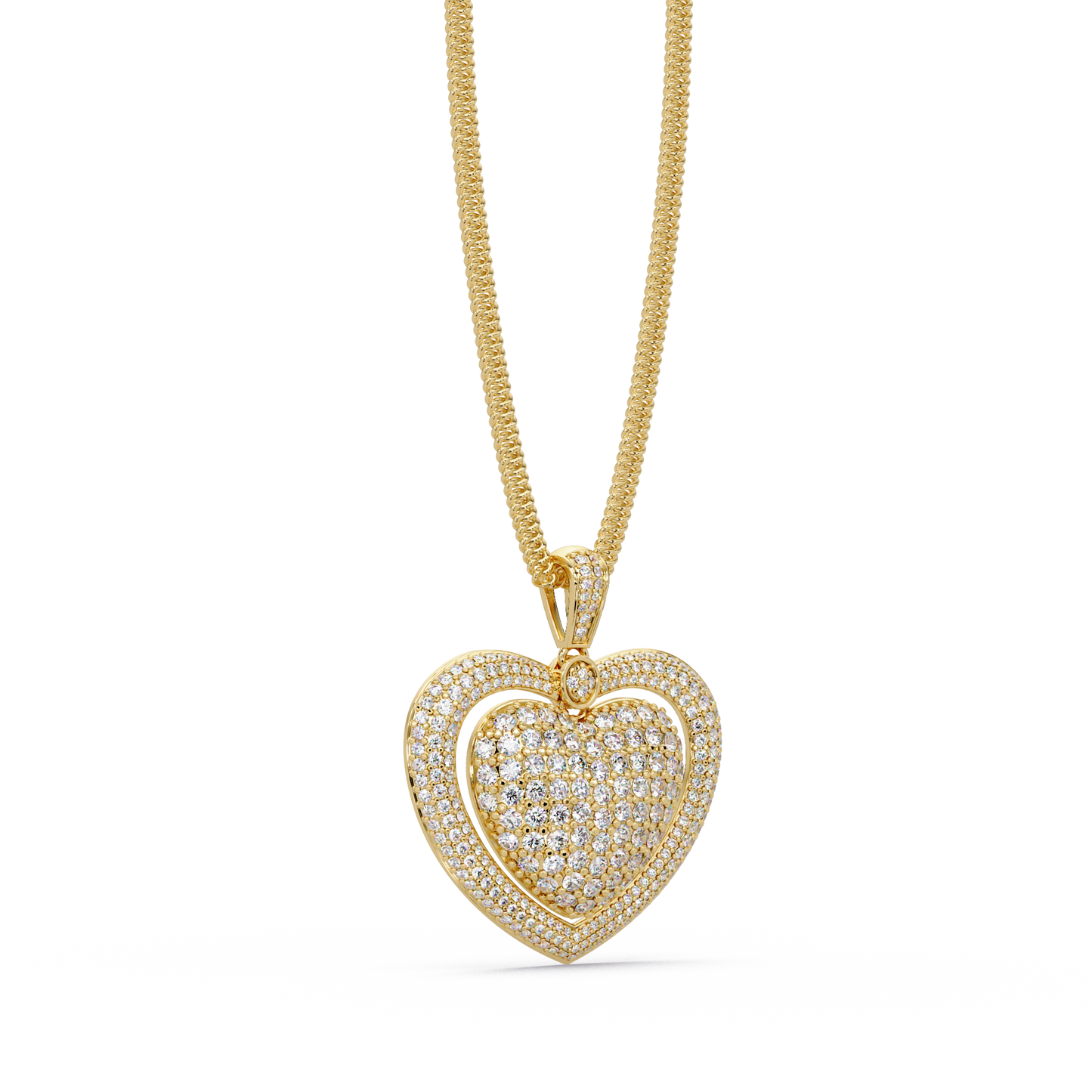 Double Halo Round Lab Grown Diamond Heart Pendant - HIGHCARAT DIAMONDS