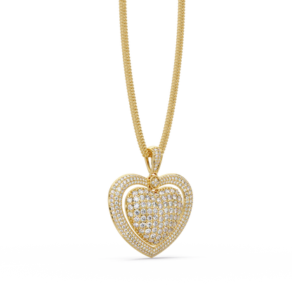 Double Halo Round Lab Grown Diamond Heart Pendant - HIGHCARAT DIAMONDS